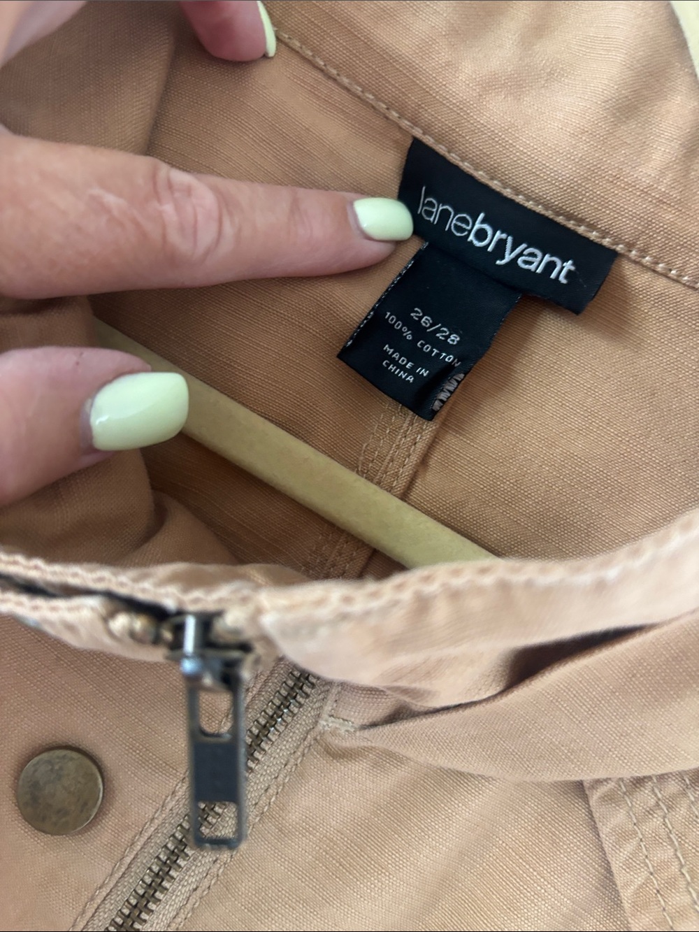 Vintage Lane Bryant Twill Funnel Neck Camel Utility Anorak Coat SZ (26-28W) - Picture 2 of 16
